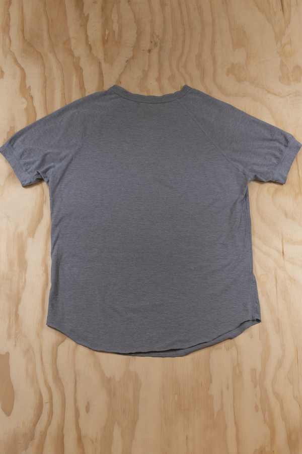 SAVE KHAKI SHORT SLEEVE HEATHER JERSEY HENLEY - STORM SAVE KHAKI SHORT SLEEVE HEATHER JERSEY HENLEY - STORM