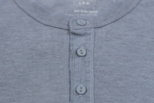 SAVE KHAKI SHORT SLEEVE HEATHER JERSEY HENLEY - STORM SAVE KHAKI SHORT SLEEVE HEATHER JERSEY HENLEY - STORM