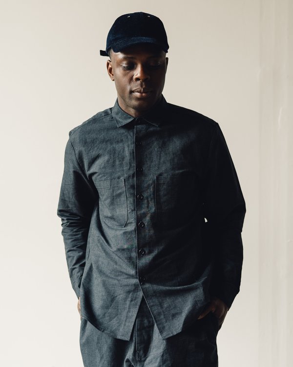 Evan Kinori Two Pocket Shirt - Navy/Grey | Garmentory