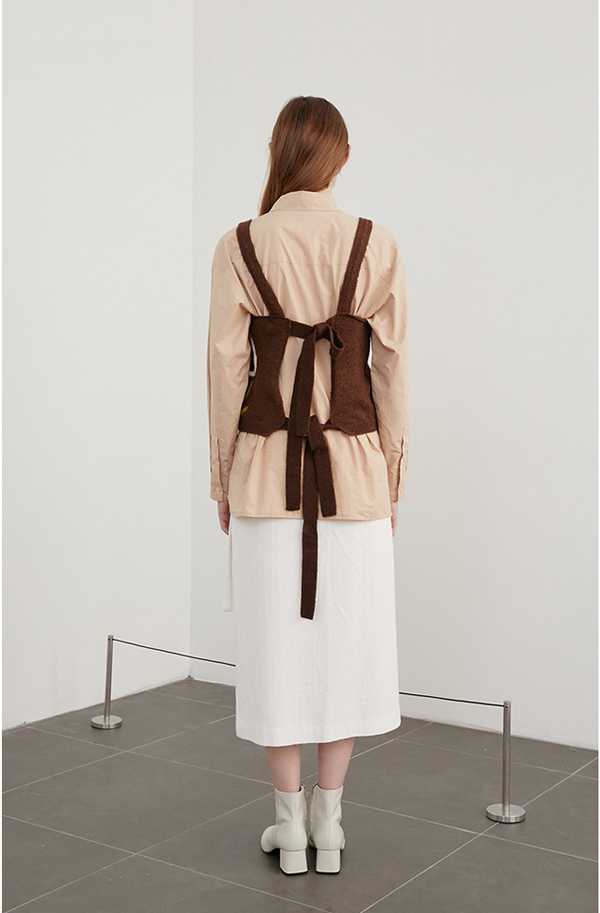 AMONG SEOUL A Drawing Knit Vest - Brown AMONG SEOUL A Drawing Knit Vest - Brown