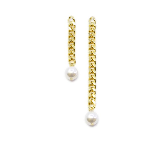 Joomi Lim Asymmetrical Chain Earrings With Pearl - Gold/White Joomi Lim Asymmetrical Chain Earrings With Pearl - Gold/White