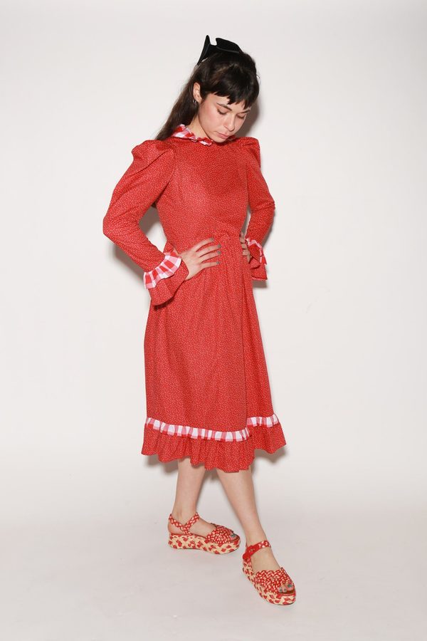 BATSHEVA Floral Prairie Dress - Red | Garmentory