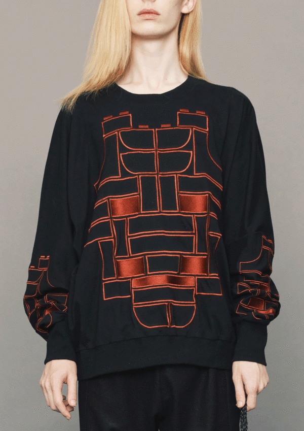 Berenik COTTON JERSEY mask embroidery OVERSIZED SWEATER - BLACK/RED Berenik COTTON JERSEY mask embroidery OVERSIZED SWEATER - BLACK/RED