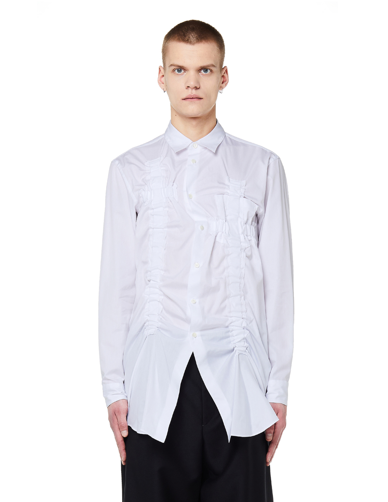 Comme des Garçons Homme plus Cotton Ruched Shirt - White