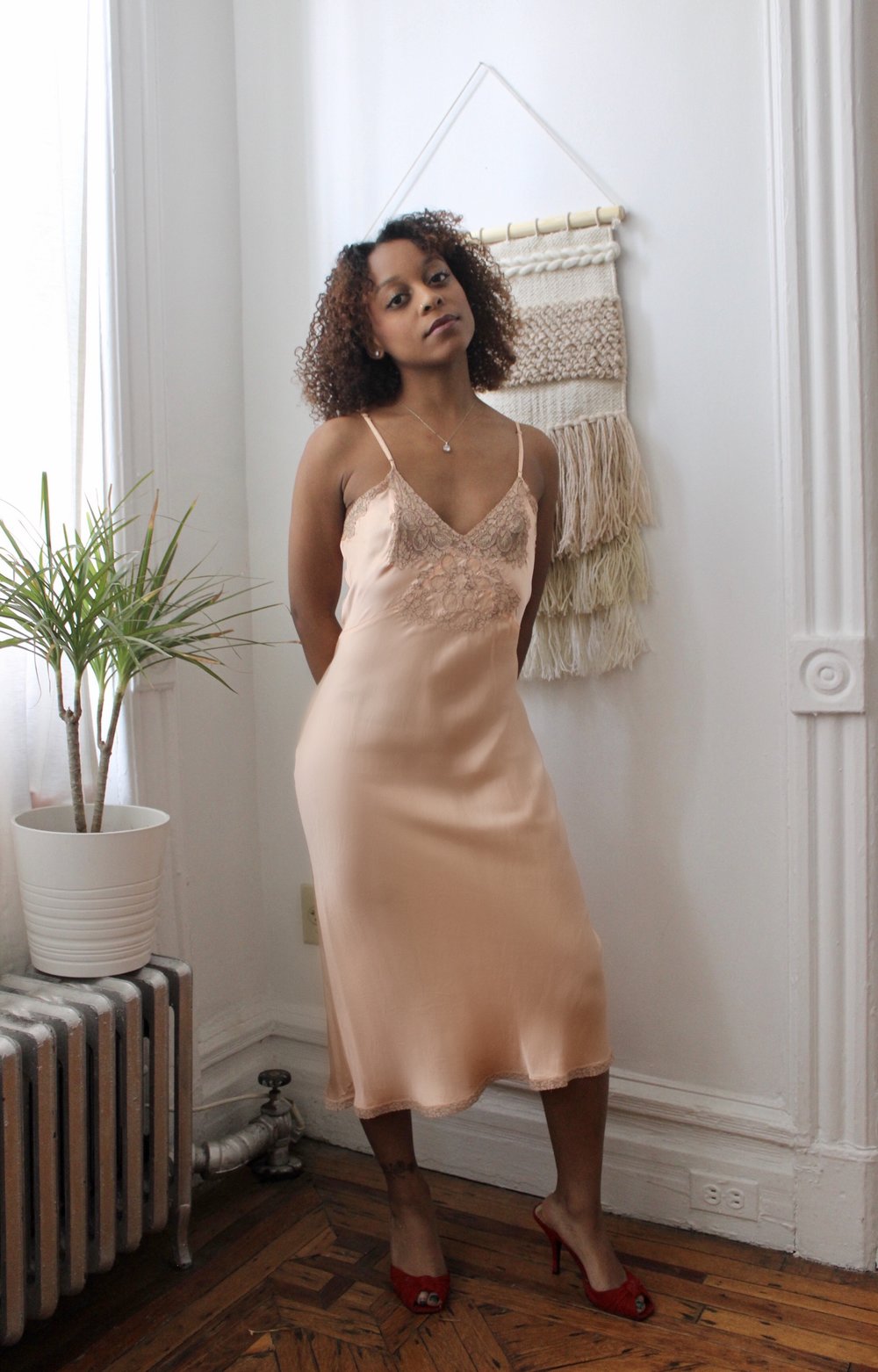 Vintage Satin Slip Peach Garmentory