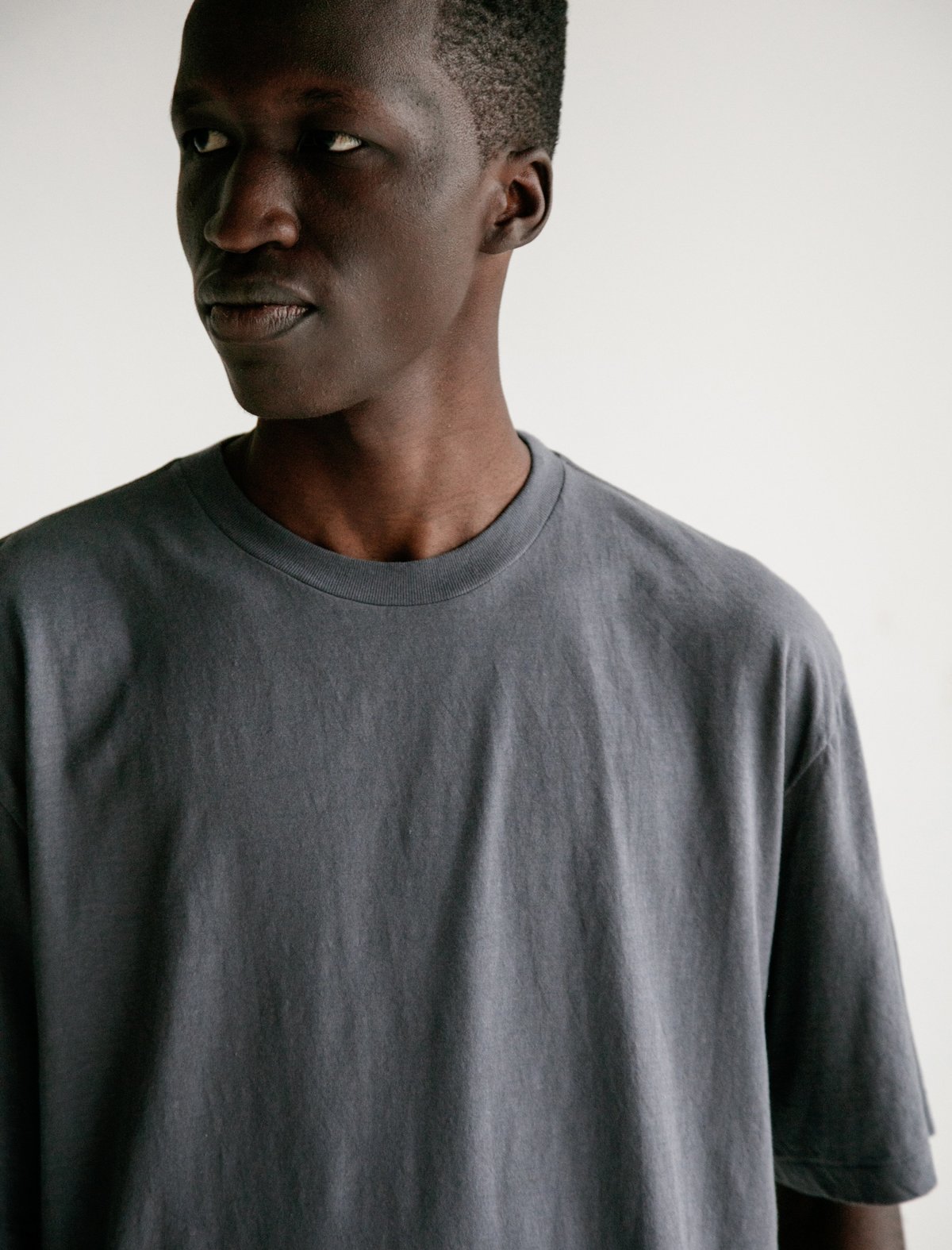 Auralee Twist Cotton Cashmere Tee - Blue Grey | Garmentory