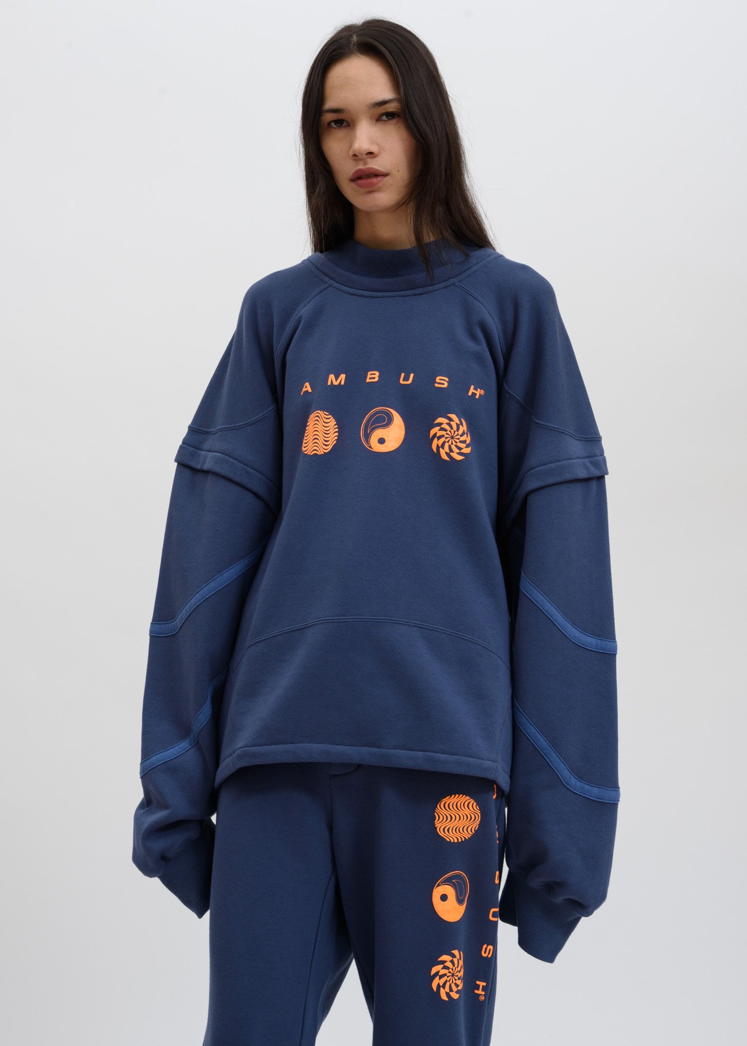 トップス AMBUSH patchwork sweater size 3 Blue-Patchwork-Sweater-