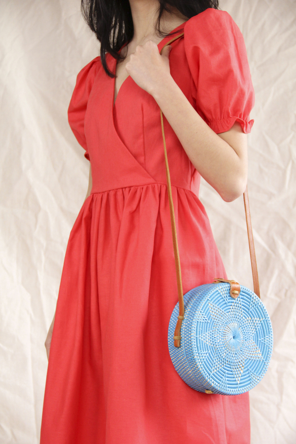 Folk Fortune Blue Rattan Bag, Sraw Bag, Bali Bag Folk Fortune Blue Rattan Bag, Sraw Bag, Bali Bag