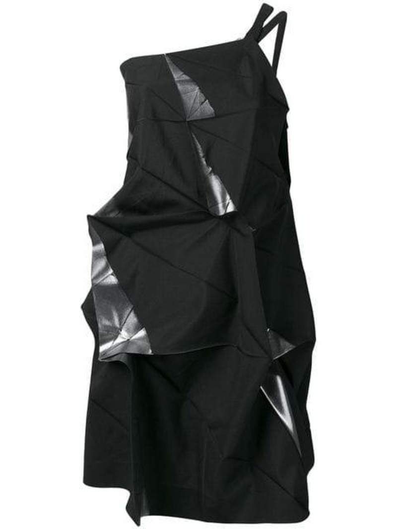 132 5. Issey Miyake Draped Mini Dress - Silver/Black