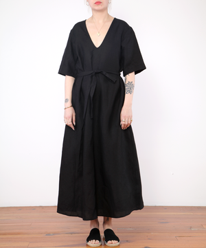 Ali Golden Dress With Buttons - black Ali Golden Dress With Buttons - black