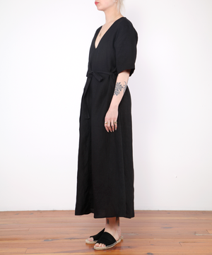 Ali Golden Dress With Buttons - black Ali Golden Dress With Buttons - black
