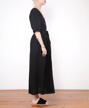Ali Golden Dress With Buttons - black Ali Golden Dress With Buttons - black
