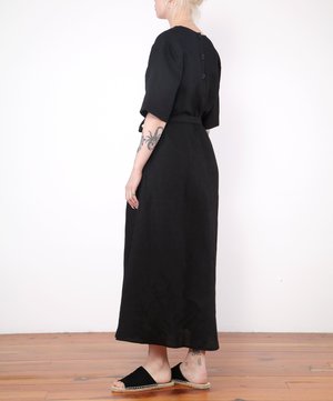 Ali Golden Dress With Buttons - black Ali Golden Dress With Buttons - black