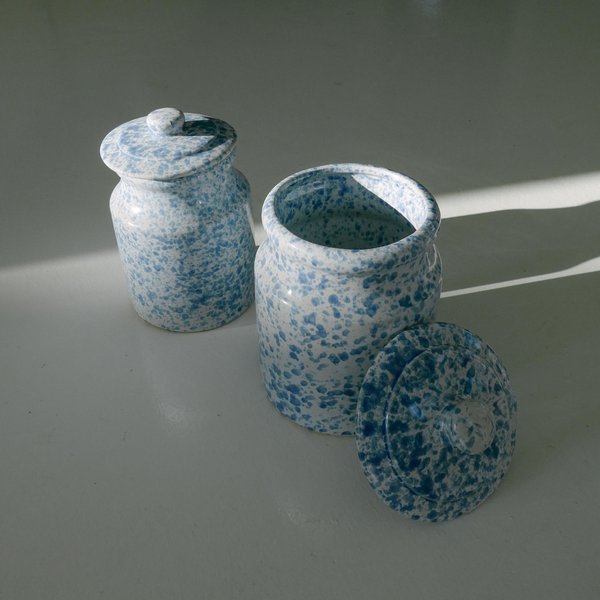 Leigh Collective Speckled Jars - White/Blue Leigh Collective Speckled Jars - White/Blue