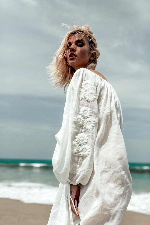 white embroidered smock dress White Embroidered Smock Dress