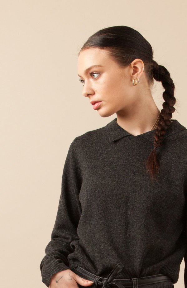 Solosix Sunday Collar Sweater - Charcoal Solosix Sunday Collar Sweater - Charcoal