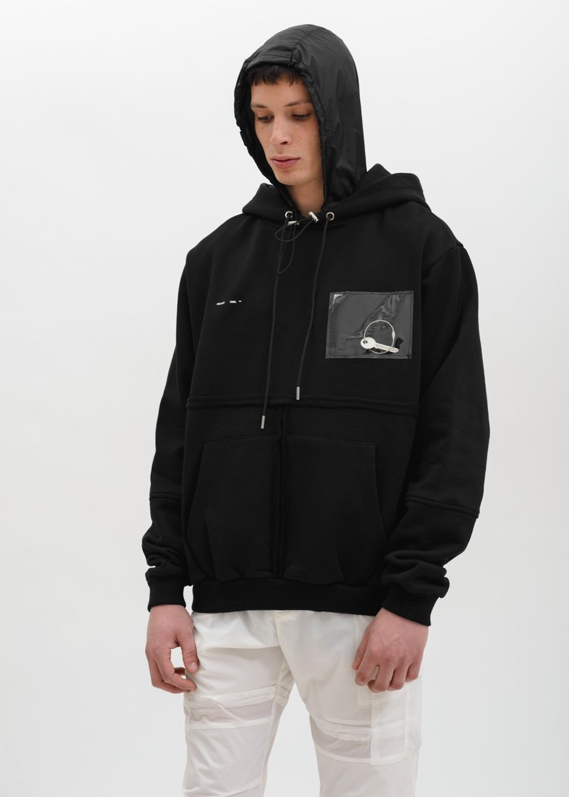 Heliot Emil Hoodie with PVC Details - Black | Garmentory