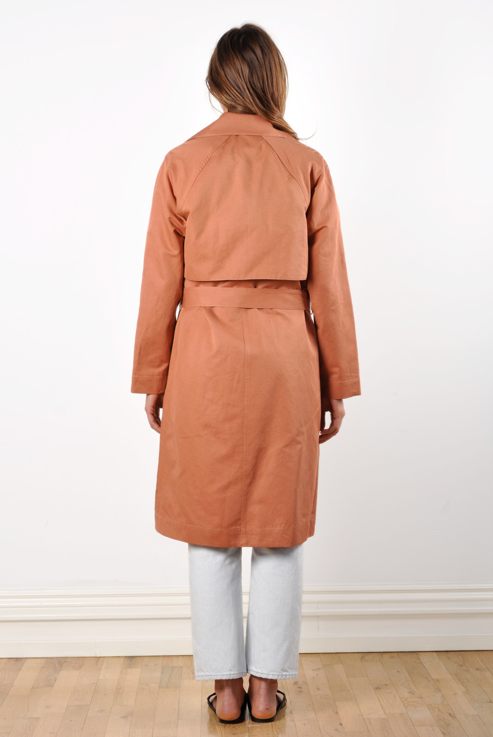 Waltz Trench Coat in Terracotta Linen/Cotton Twill Garmentory
