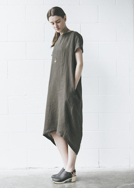 Black Crane Pleated Cocoon Dress in Charcoal Black Crane Pleated Cocoon Dress in Charcoal