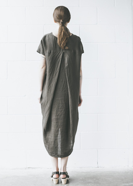 Black Crane Pleated Cocoon Dress in Charcoal Black Crane Pleated Cocoon Dress in Charcoal