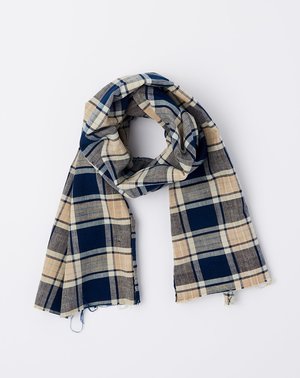 Vintage Oversized Scarf - Dark Indigo Madras Vintage Oversized Scarf - Dark Indigo Madras