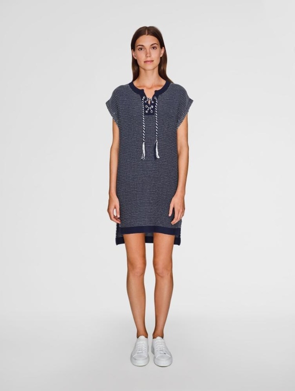 White + Warren LACE UP TUNIC - NAVY White + Warren LACE UP TUNIC - NAVY