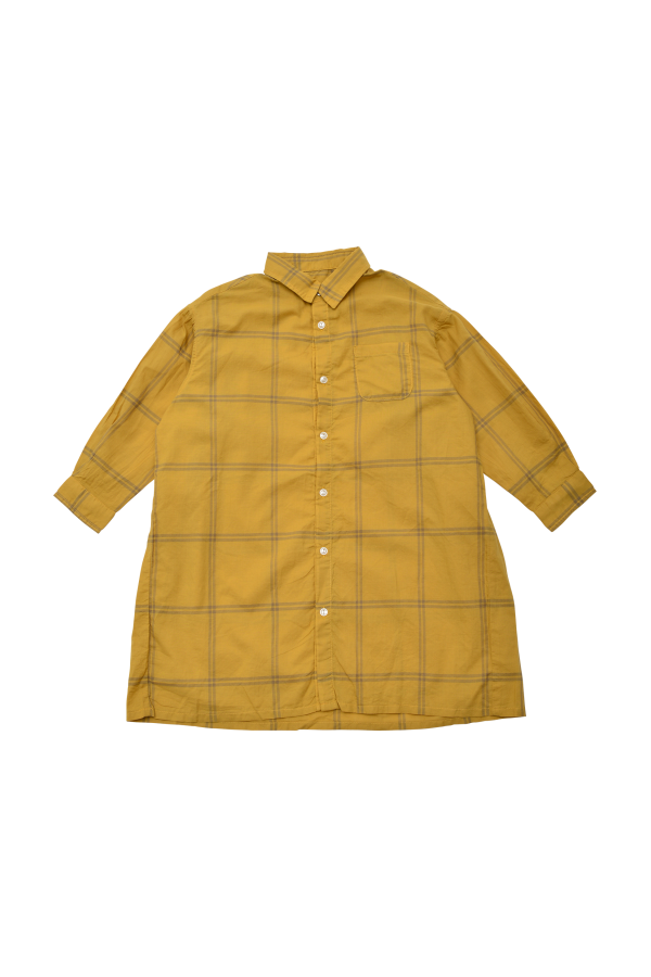 unisex kids East End Highlanders Waft Long Shirt - Yellow/Grey Plaid