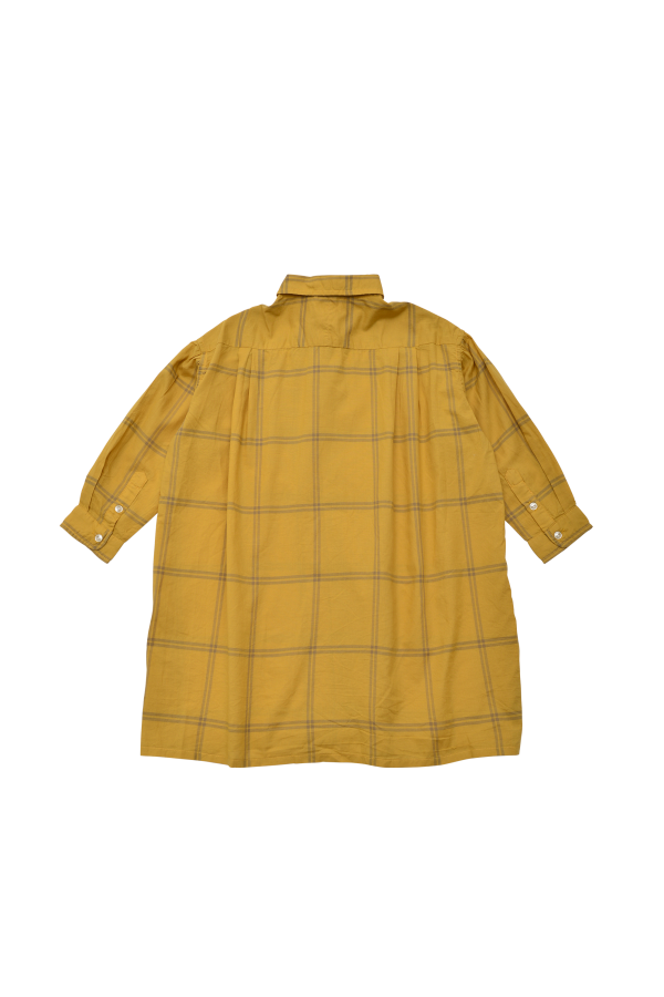unisex kids East End Highlanders Waft Long Shirt - Yellow/Grey Plaid