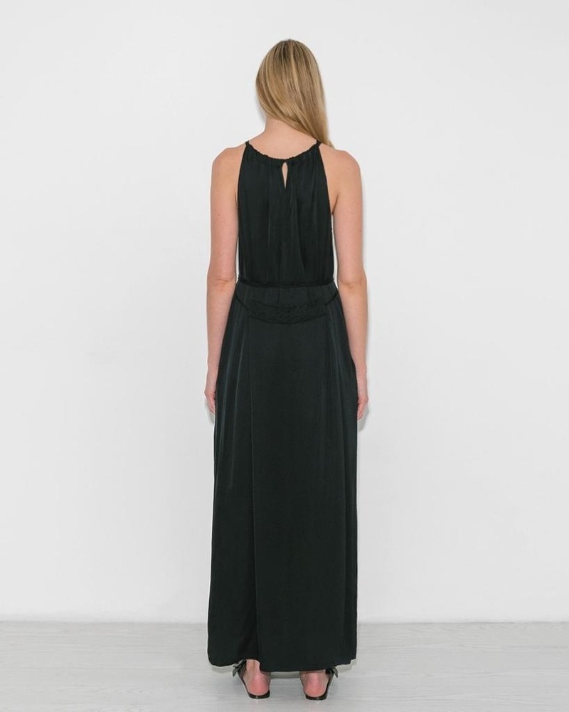 Raquel Allegra HALTER DRESS - BLACK | Garmentory