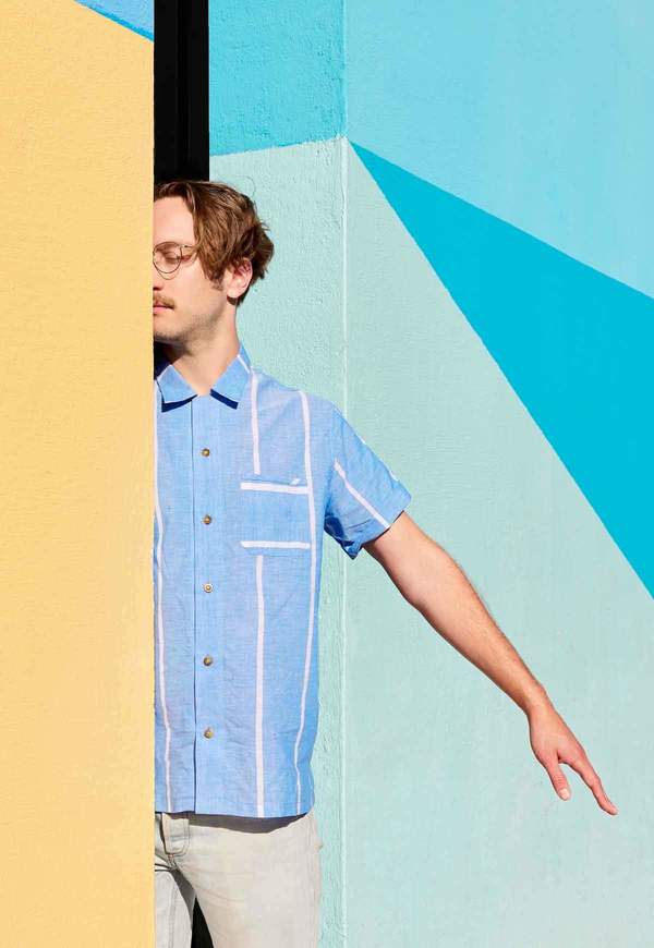 Deshal Lungi Box Button Down - Blue Deshal Lungi Box Button Down - Blue