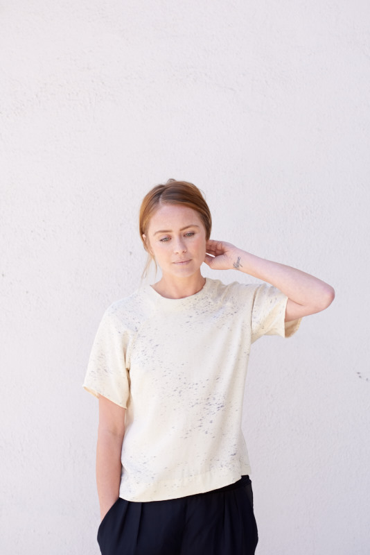Kamperett Stratus Silk Raglan Shirt in Hand Painted Refraction Print Kamperett Stratus Silk Raglan Shirt in Hand Painted Refraction Print