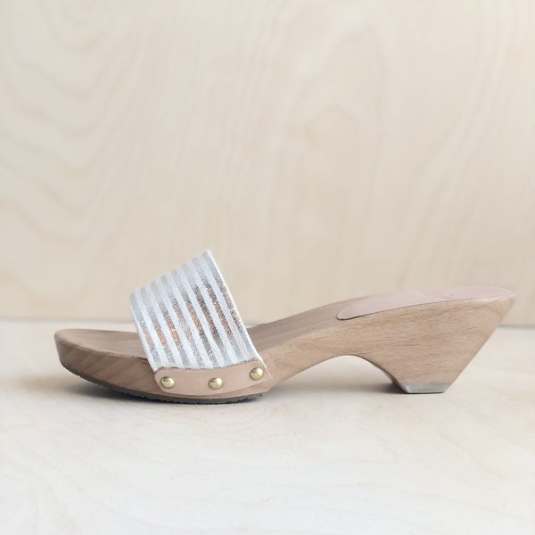 Kin and Kind Wood Sandal - Silver Kin and Kind Wood Sandal - Silver