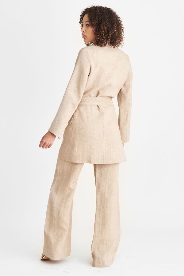 Blazer Oversize Ceinturé Femme PARIS GEORGIA - Taille S - Marron Caramel - Neuf Étiqueté