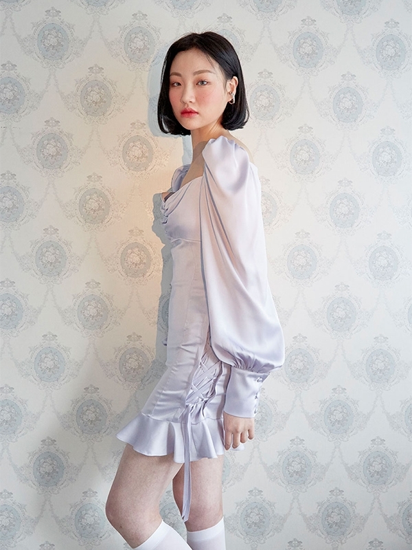 NOT YOUR ROSE Square Lace-Up Dress - Purple | Garmentory