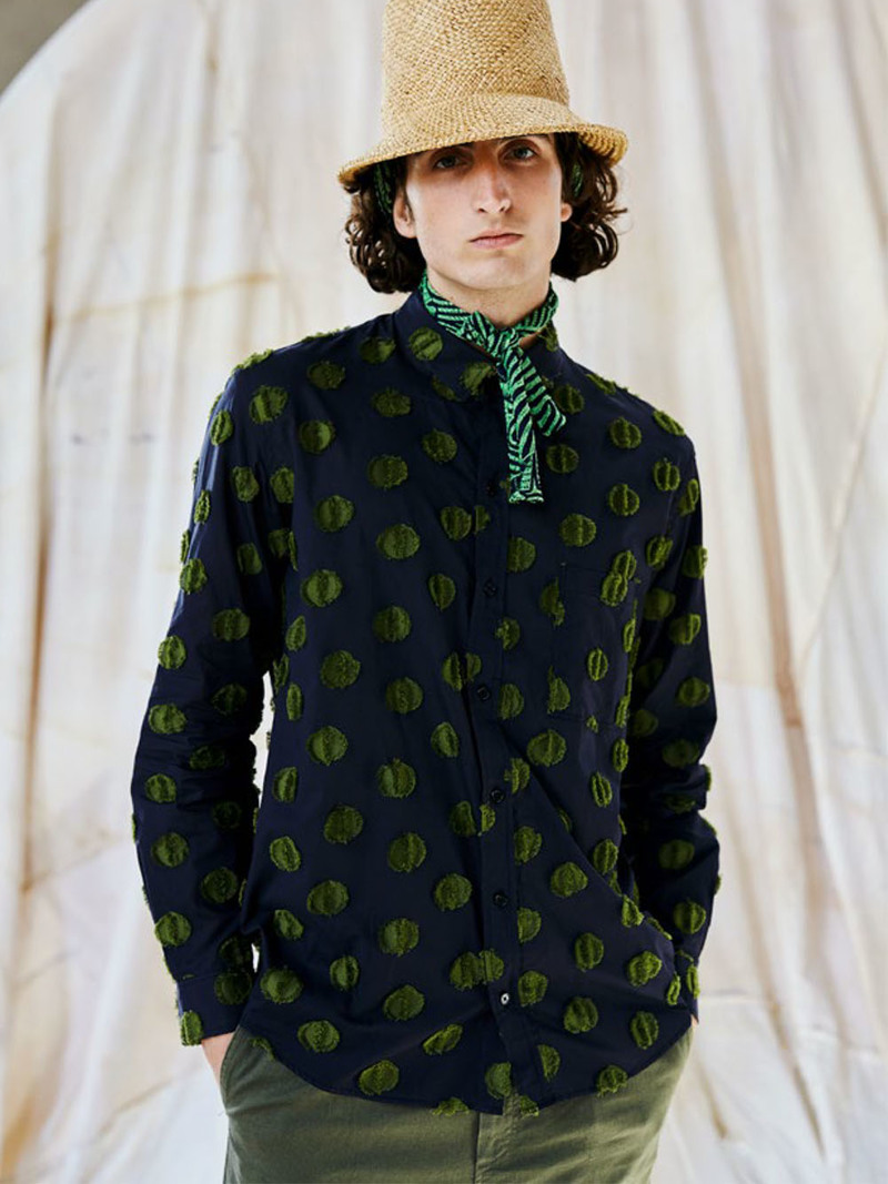 Henrik Vibskov Inner Shirt - Black Olive Dots | Garmentory