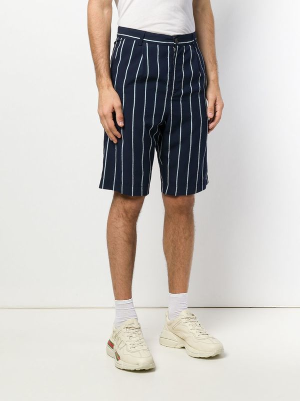 Henrik Vibskov Participant Shorts - Navy/Light Blue Stripe Henrik Vibskov Participant Shorts - Navy/Light Blue Stripe