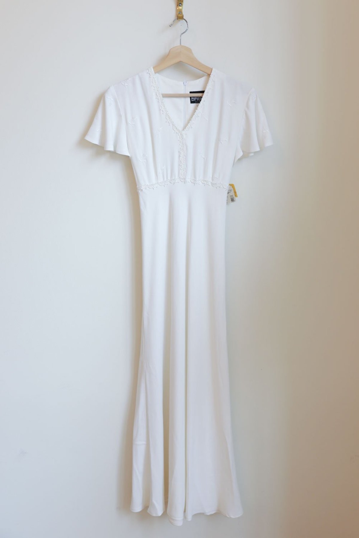 Vintage 90s Flutter Sleeve Maxi Dress - White | Garmentory