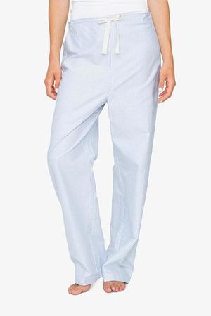 The Sleep Shirt Set: Ruffle Camisole and Lounge Pant - Blue Oxford Stripe The Sleep Shirt Set: Ruffle Camisole and Lounge Pant - Blue Oxford Stripe