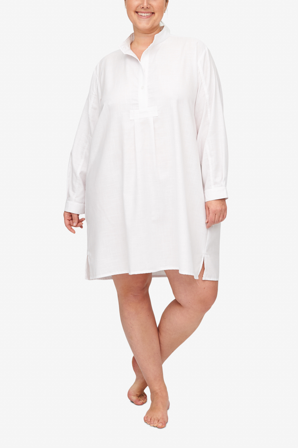 The Sleep Shirt Plus Size Short Sleep Shirt White Dobby Garmentory