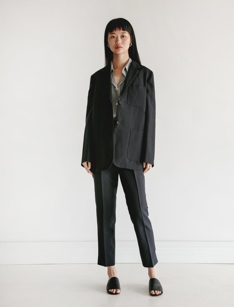 Margaret Howell Semi Lined Linen Wool Blazer - Navy | Garmentory