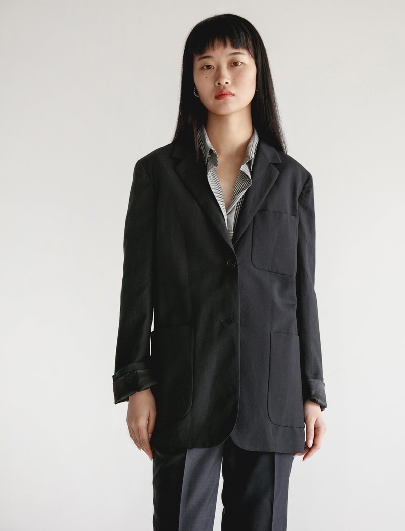 ジャケット・アウター MARGARET HOWELL / linen tailored jacket Margaret Howell Boxy Blazer Compact Linen Twill Dark Brown