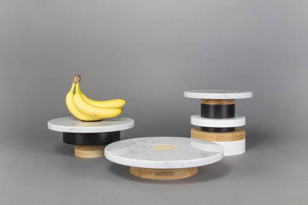 Souda Wood and Marble Pedestal (Tall) Souda Wood and Marble Pedestal (Tall)