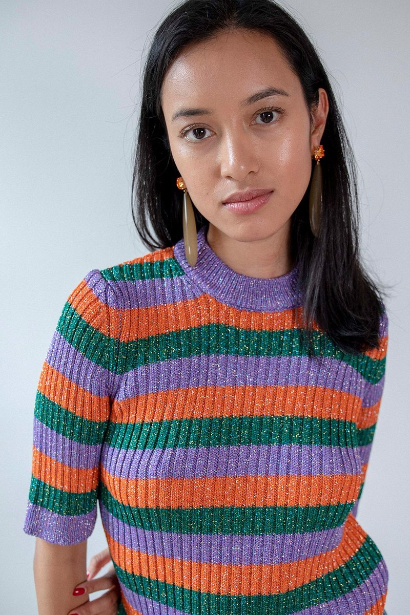 【最終値下げ】GANNI ストライプクロップドトップ GANNI---Crochet-Crop-Top-with-