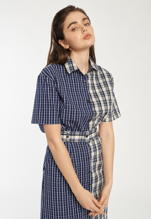ROCKET X LUNCH Block Shirt - Navy Check ROCKET X LUNCH Block Shirt - Navy Check