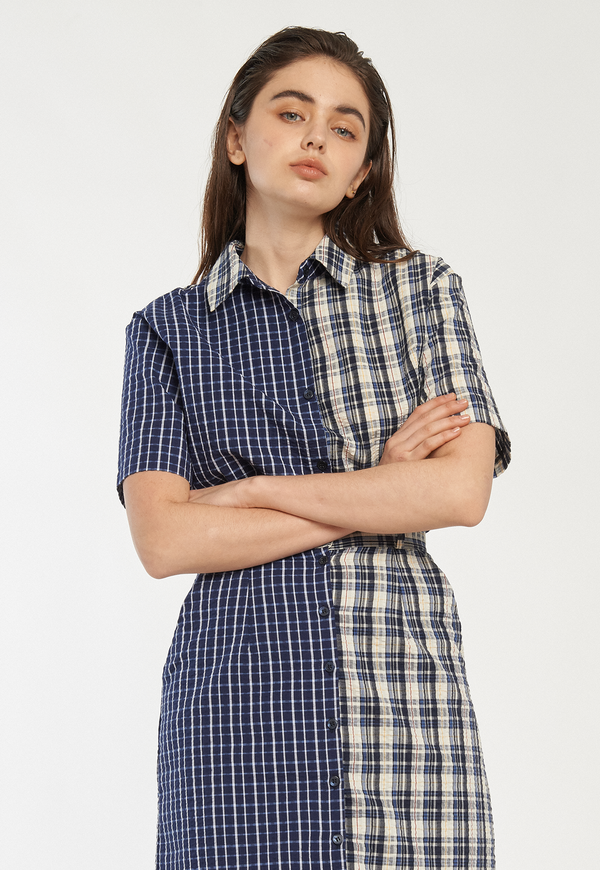 ROCKET X LUNCH Block Shirt - Navy Check ROCKET X LUNCH Block Shirt - Navy Check