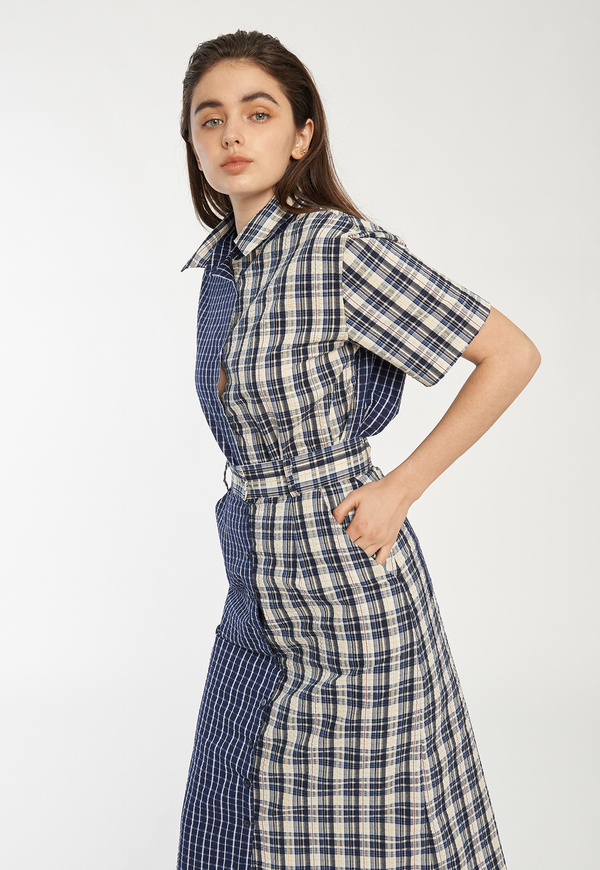 ROCKET X LUNCH Block Shirt - Navy Check ROCKET X LUNCH Block Shirt - Navy Check