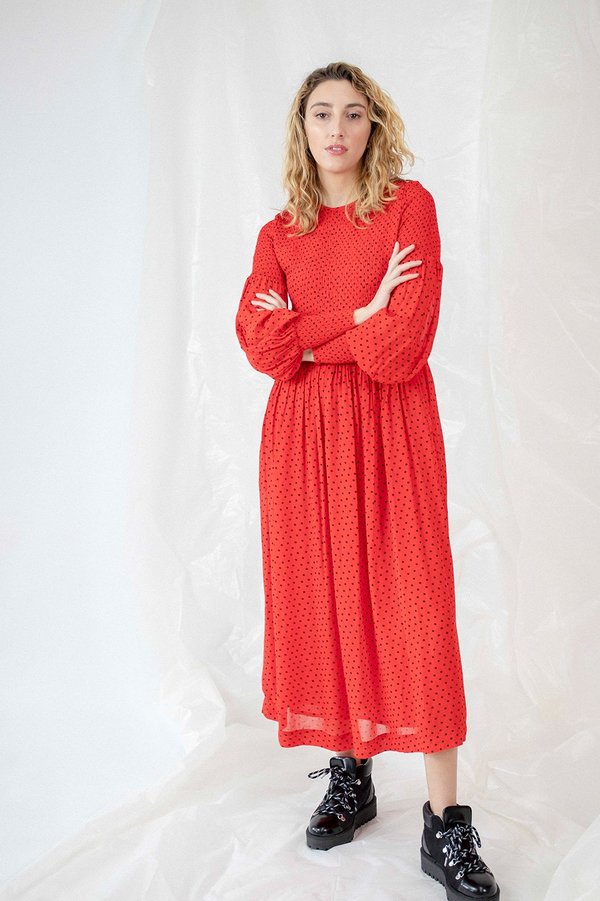 Ganni Printed Georgette Smock Dress 