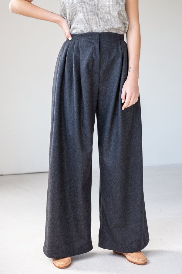 Lois Hazel Pleat Pant - Charcoal Lois Hazel Pleat Pant - Charcoal