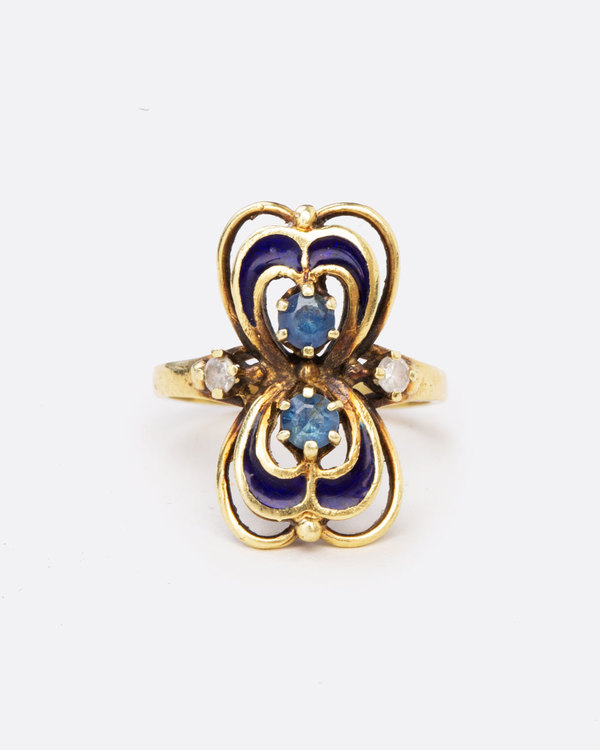 Love Adorned Vintage Enamel Blue Sapphire Ring Love Adorned Vintage Enamel Blue Sapphire Ring