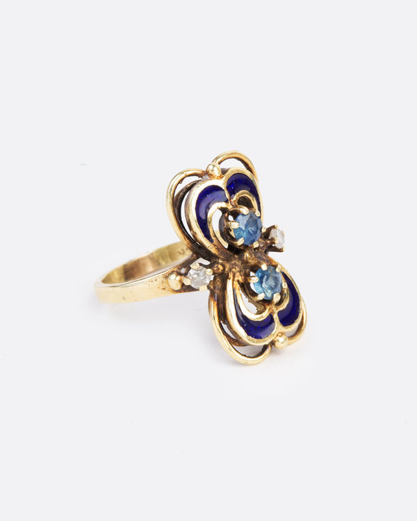 Love Adorned Vintage Enamel Blue Sapphire Ring Love Adorned Vintage Enamel Blue Sapphire Ring
